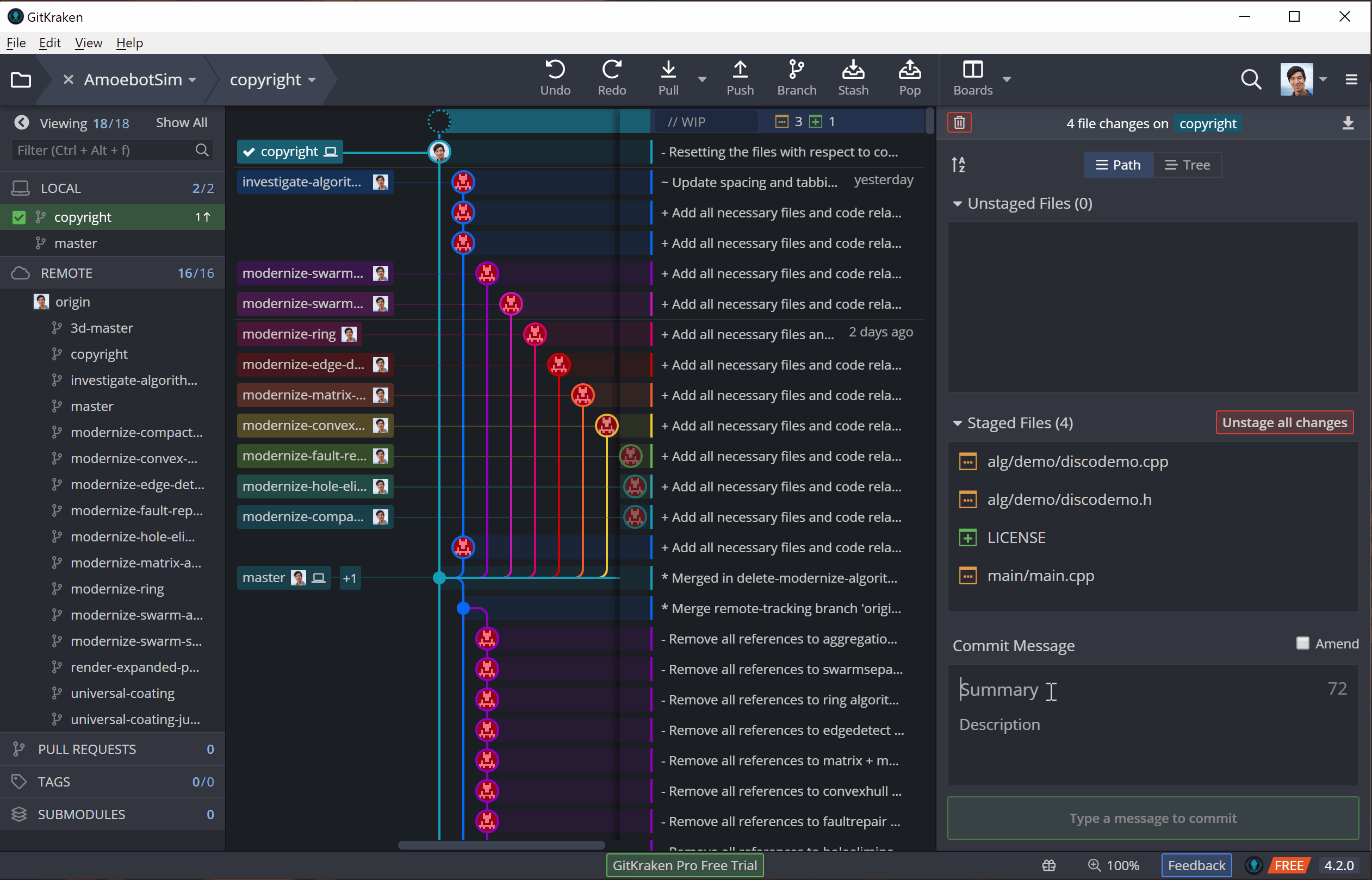 gitkraken squash commits